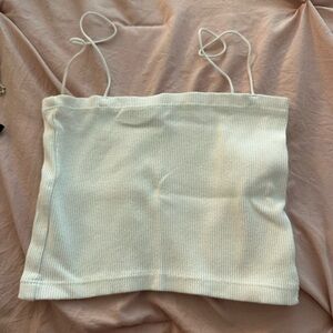 Zara Cream Sleeveless Fitted Crop Camisole